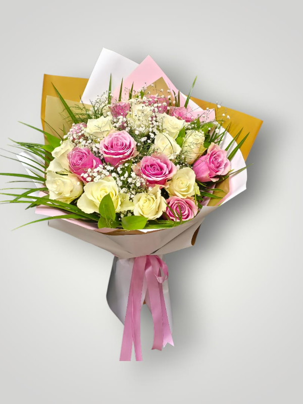 Bodrum Flower Order - Elegant Pink and White Rose Bouquet