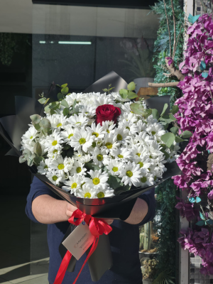  Bodrum Çiçek Gönder - Kırmızı Beyaz Buket